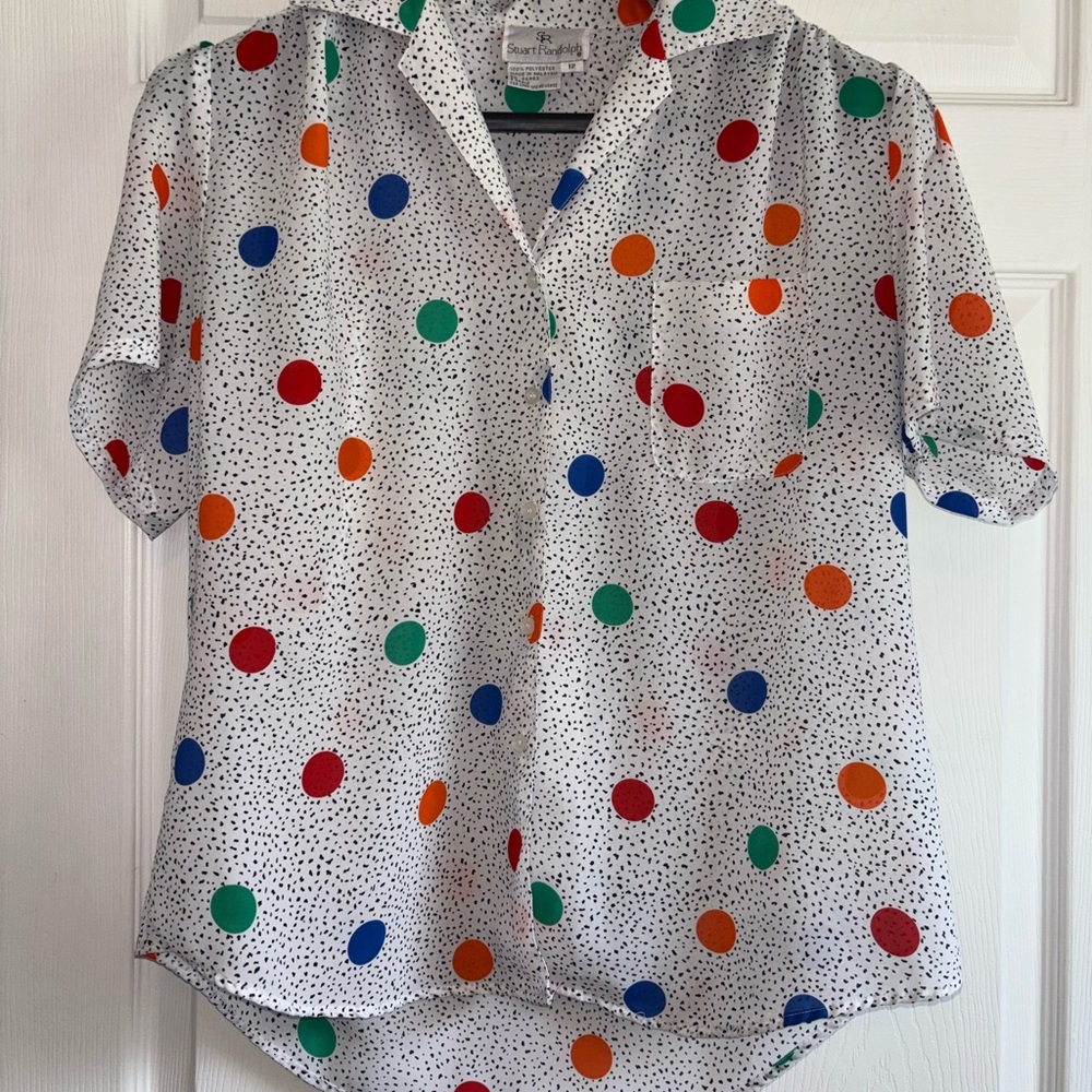 Vintage Polka Dot Short Sleeve Blouse